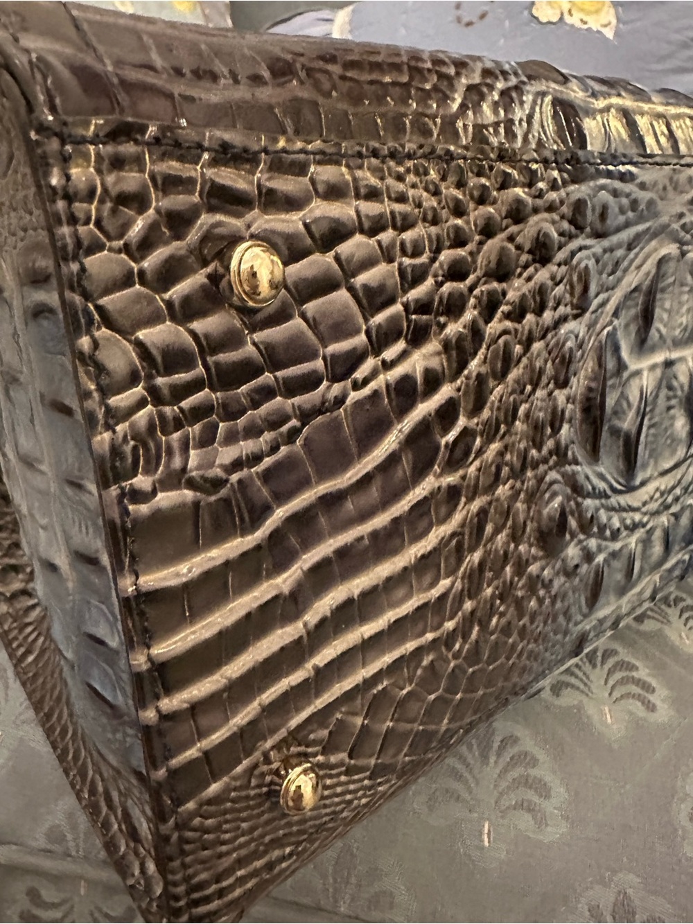 Brahmin Shadow Ombré  Dark Blue/Charcoal & Light Blue Large Caroline VGUC - Picture 7 of 11